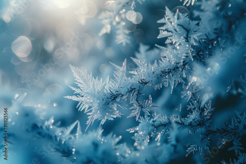 Textured intricate frost patterns and icy formations, offer a chilly and wintery backdrop, perfect for conveying coziness and seasonal charm in holiday-themed branding.