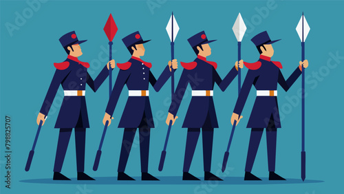 The honor guards precision extends to every aspect of their presentation from the crisp folds of the flags to the synchronized movements of their. Vector illustration
