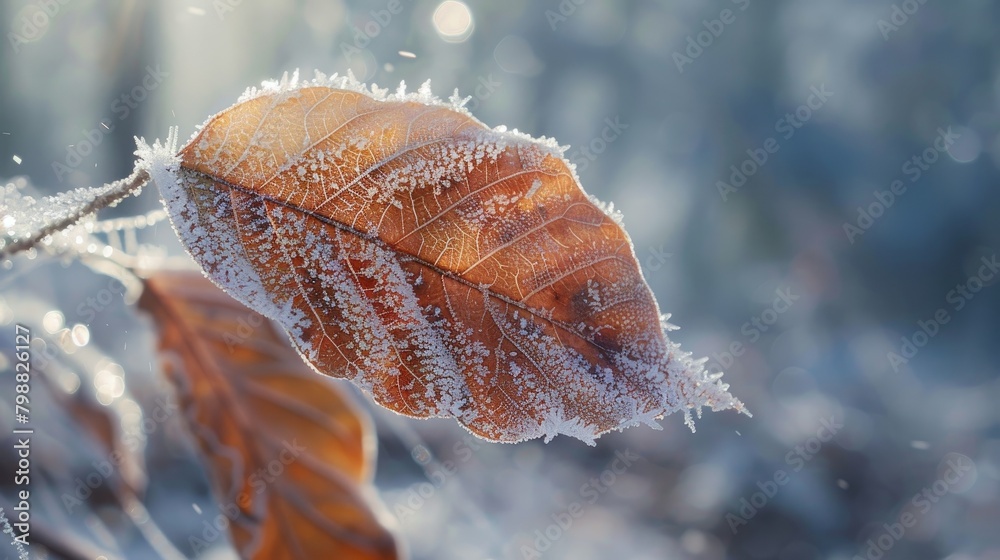 Fototapeta premium Frosty Morning on Oversized Leaf