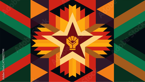 Bold and Beautiful A bold and striking quilt design showcasing the bravery and determination of those who fought for their freedom on Juneteenth.. Vector illustration
