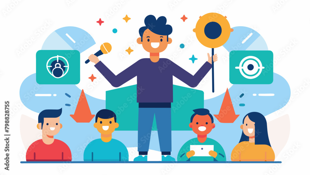 A performance is accompanied by a sensoryfriendly guide explaining any loud noises bright lights or other potentially overwhelming sensory elements. Vector illustration