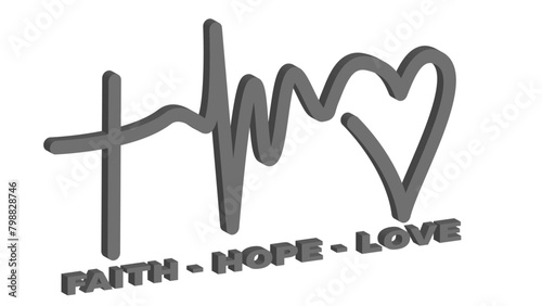 christian faith hope love symbol set on white background for tattoo icon decoration object element. vector and illustration