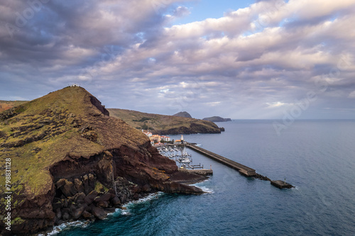 Quinta do Lorde village on the coast of Madeira island, Portugal in the Atlantic Ocean. Aerial drone view © marcin jucha