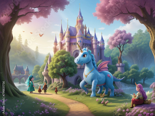 a whimsical fantasy world inhabited by mythical creatures 3D 3