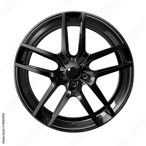 A high-performance car rim with a sleek, modern design, isolated on a transparent background.