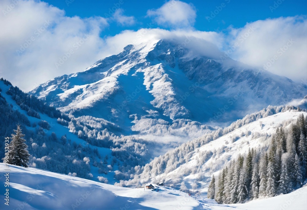 snow covered mountains