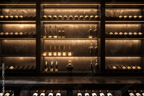 Luxury Expensive Private Wine Tasting Room on Dark Background.  photo