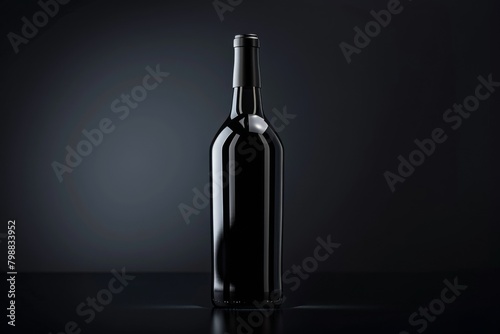 Wine Bottle on Dark Background. Sleek and Modern Design Vintage Wine.