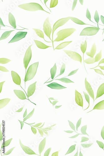 A green leafy pattern is painted on a white background