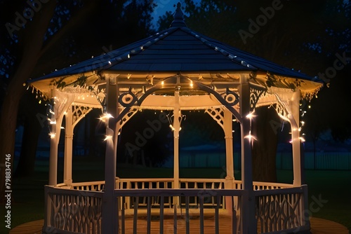 Using strings to decorate an outdoor gazebo.gazebo in a backyard with solitary hanging string lights A beautiful, high-tech gazebo for your house can help you embrace innovation.
