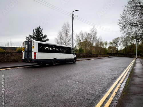 A single bus on a city road