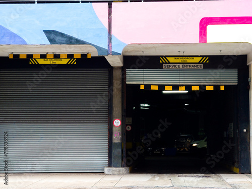 One closed and one open loading bays