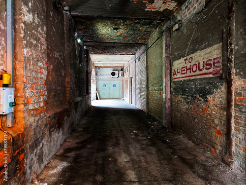 A long brick underpass
