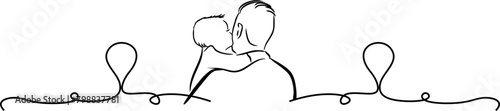 line art father and so,father day