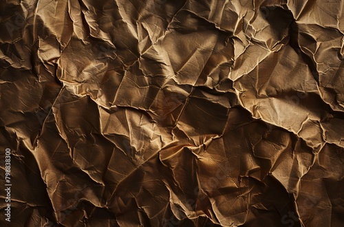 Abstract background with golden crumpled paper texture 