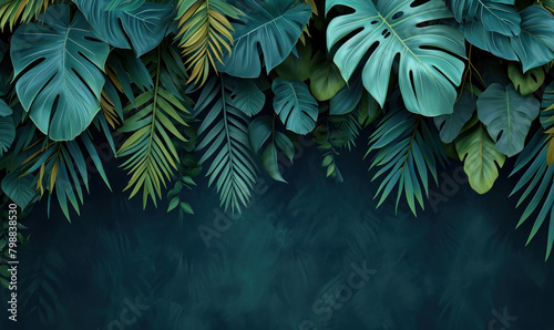 tropical leaves hanging down background wallpaper