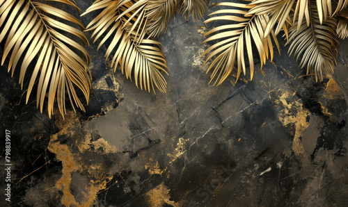 golden 3D leaves hanging down background wallpaper beautiful background