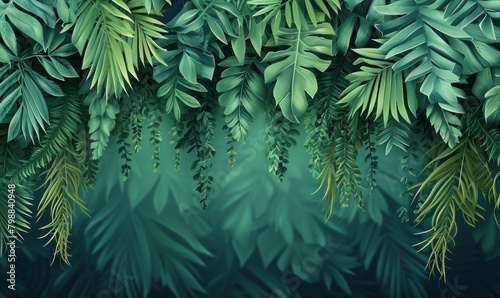 tropical leaves hanging down background wallpaper