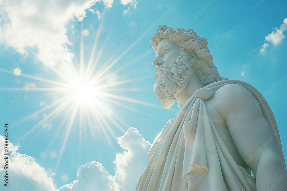 Fototapeta premium marble sculpture of zeus, king of the Gods, God of the sky, lightning, thunder, law and order, greek mythology and religion