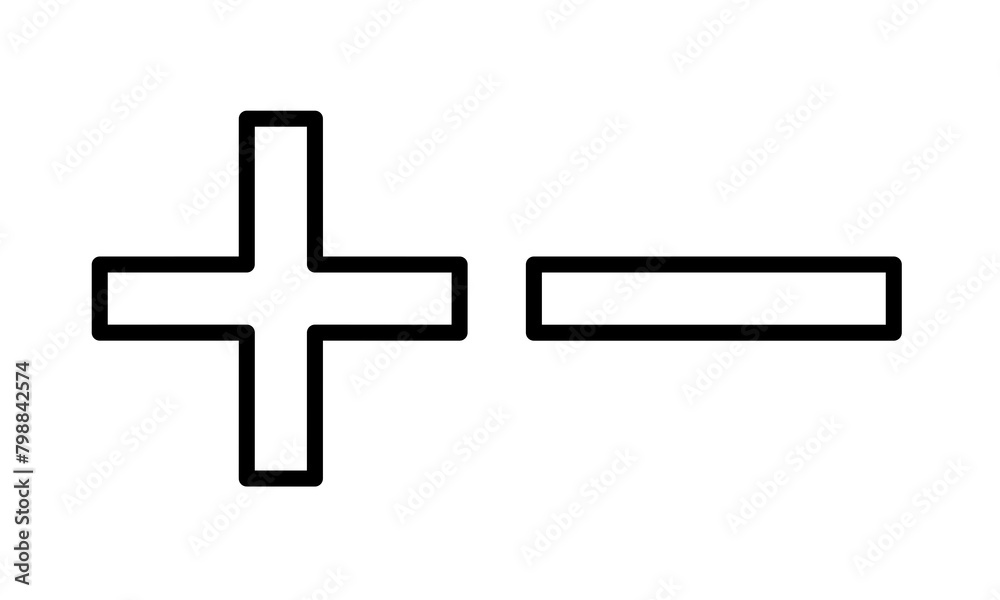 Fototapeta premium vector of plus sign and minus sign with line design