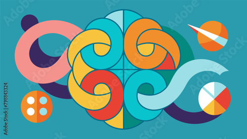 Twisted and distorted shapes showcasing the unconventional ways a neurodivergent brain may interpret information.. Vector illustration