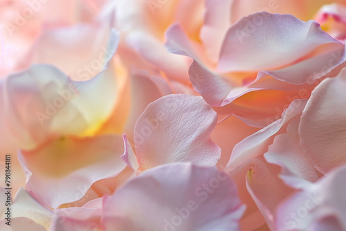 Delicate texture of rose petals  showcasing their softness and pastel hues. rose petal textures offer a romantic and ethereal backdrop