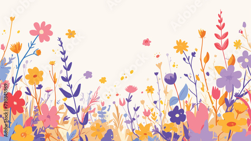 Floral border on square background. Botanical card