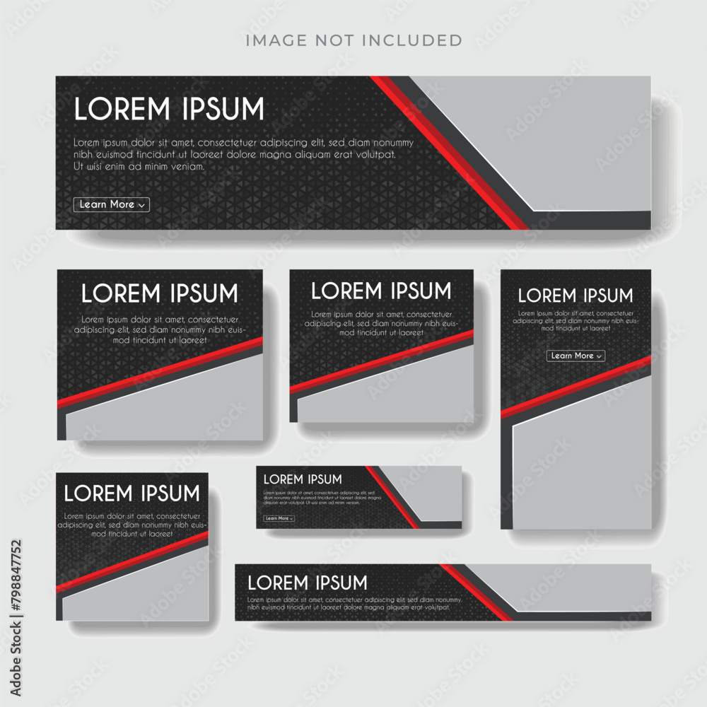 set of creative web banners of standard size with a place for photos. Business ad banner. Vertical, horizontal and square template.
