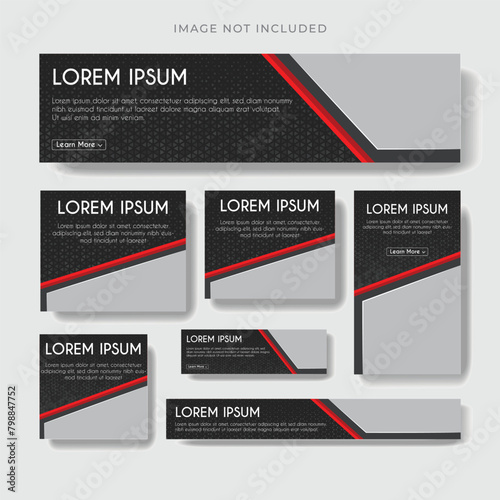 set of creative web banners of standard size with a place for photos. Business ad banner. Vertical, horizontal and square template.
