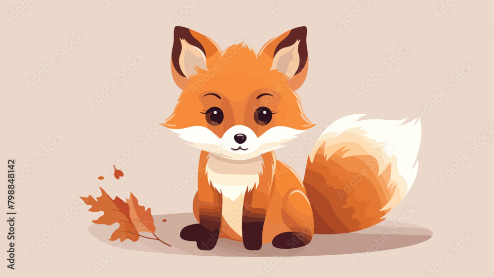 Cute baby fox in Scandinavian style. Happy funny fo