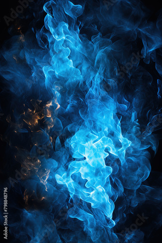 Background of blue smoke and fire