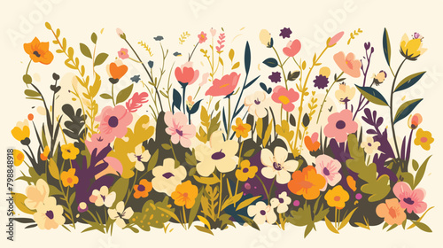 Flower card design. Floral framed square background