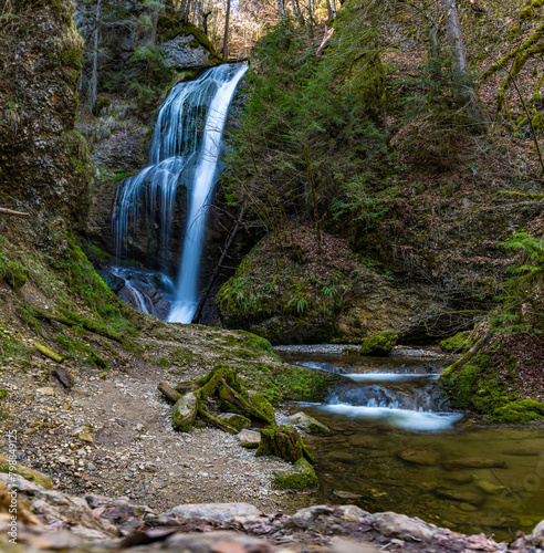 Beautiful spring hike to the Niedersonthofen waterfall in the Allgau