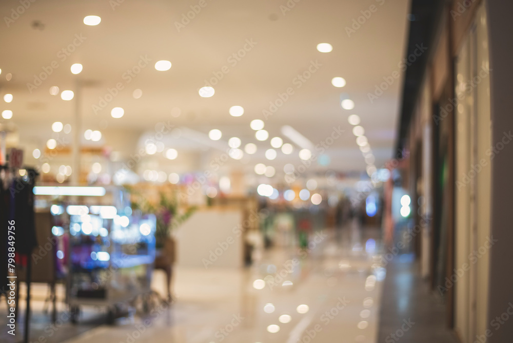 Blurred background bright shopping mall Silver gray lighting. defocused store light bokeh in retail store. Blurry hospital bright softness hotel with copy space. Backdrop present design template.