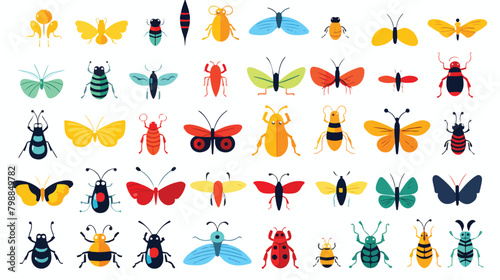Cute cartoon insect characters set. Funny happy sma © iclute