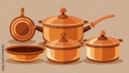 An elegant set of copper cookware featuring handcrafted detailing and superior heat retention for precise cooking..