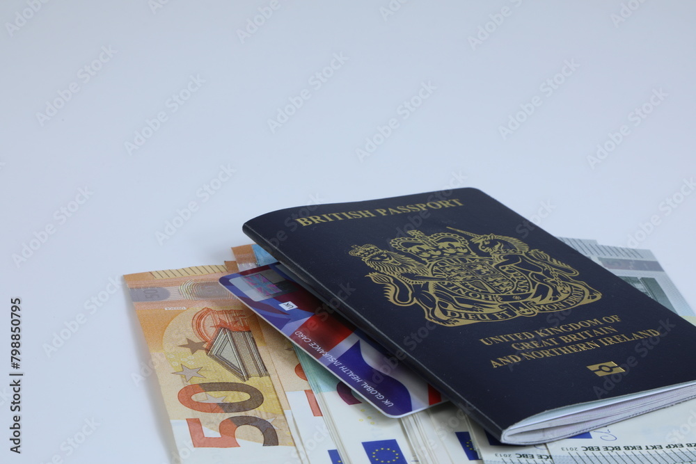 Fotografie passport and euro banknotes