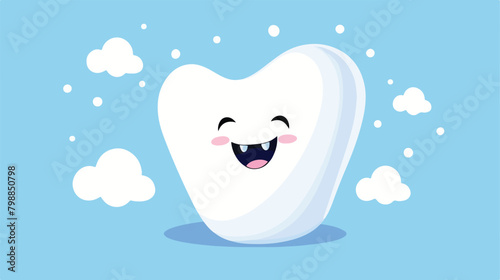 Cute cheerful molar tooth with peaceful face. Adora