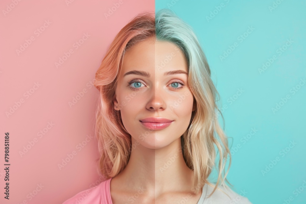 Beauty and woman-focused visual aging prevention strategies; old acne considerations and dimpled chin aesthetics merge with contrasting ages in skincare treatments. Beauty and woman-focused visual aging prevention strategies; old acne considerations and dimpled chin aesthetics merge with contrasting ages in skincare treatments.