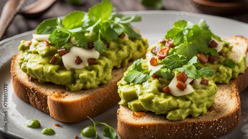 Toast with avocado and spices.
