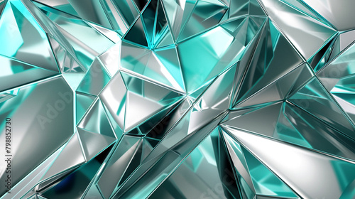 Geometric Polygon Design in Silver and Turquoise
