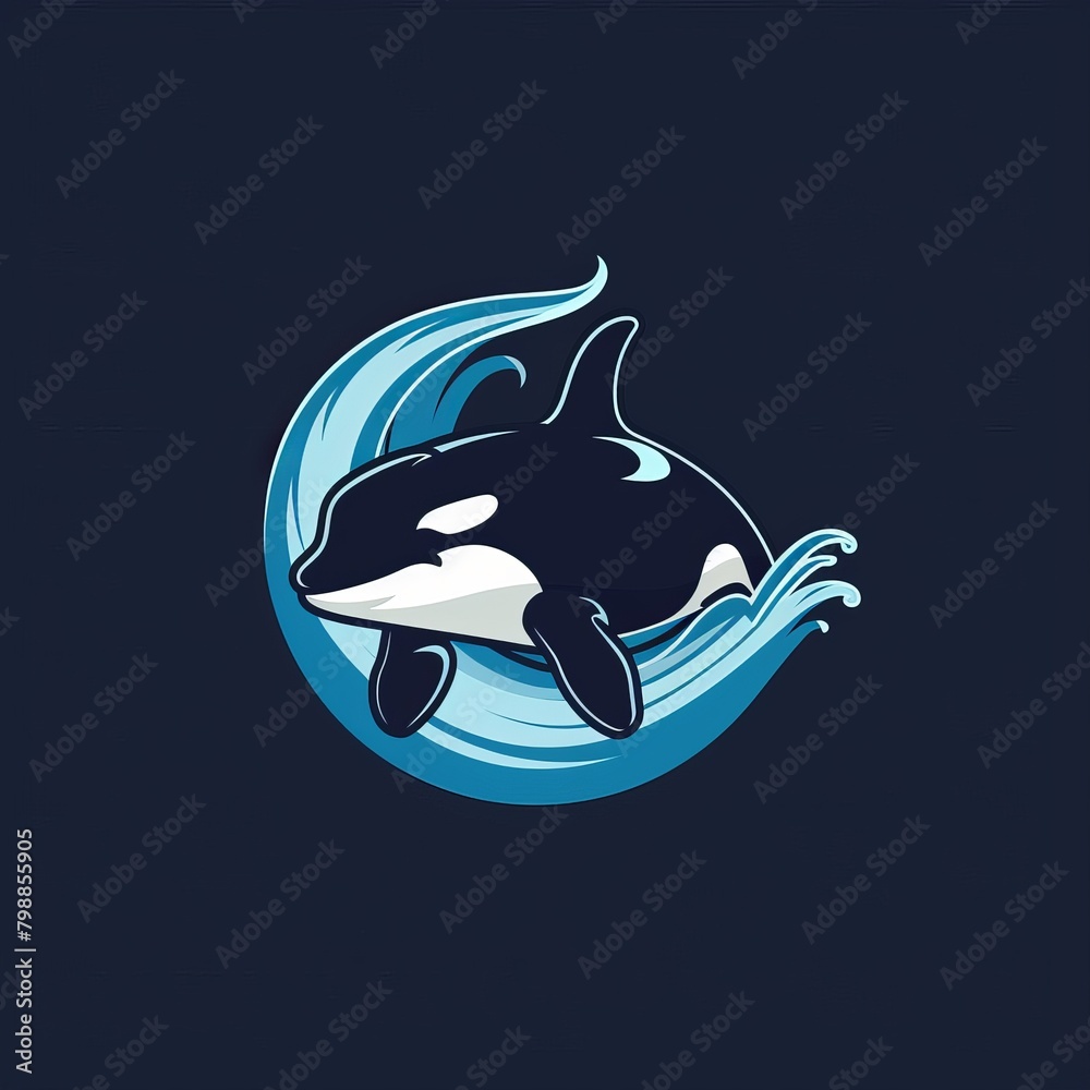 Naklejka premium Majestic Orca Whale Swimming on a Wave
