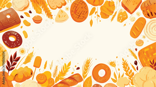 Bundle of web banners with fresh and tasty bread pa