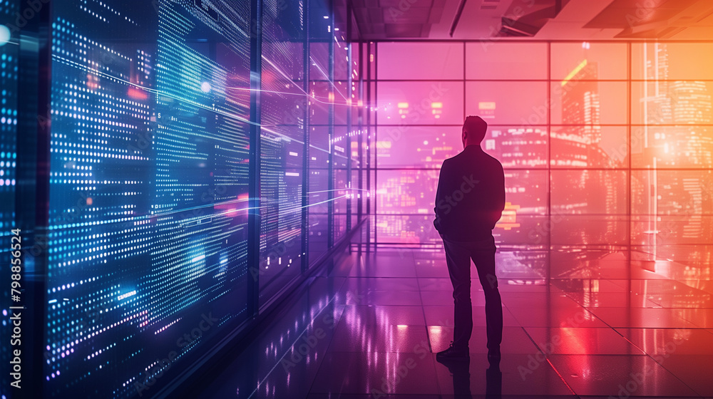 silhouette of a person in a abstract office background silhouette of a person in a abstract office background