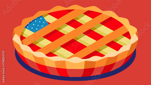 Patriotic Apple Pie A traditional allAmerican dessert with a twist slices of apple arranged in the form of the American flag on top of a flaky crust.. Vector illustration