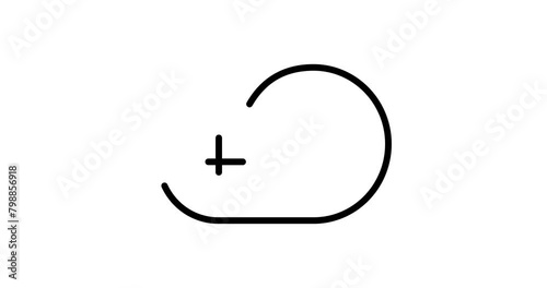 Add to cloud animated outline icon with alpha channel. loud computing 4k motion design animation for web, mobile and ui design
