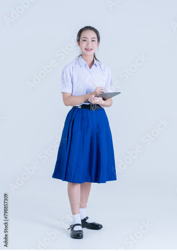 Aasia thai high school student. Asian girl in uniform. photo