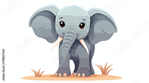Funny adorable cute elephant isolated on white back