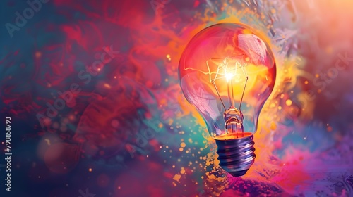 Glowing Light Bulb Representing Creative Innovation and Breakthrough Solutions