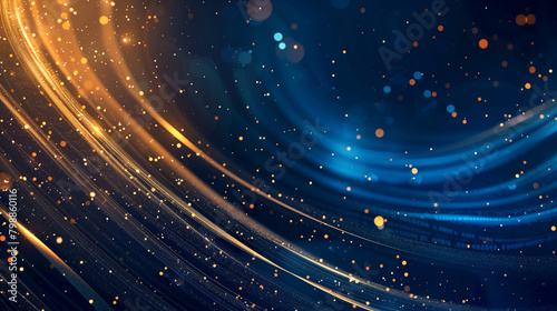 abstract blue background with golden lines